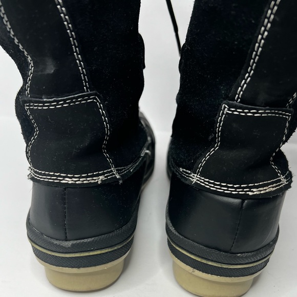 Merona Women's Winter Boots Black Leather Manmade Faux Fur Size 7 - Picture 4 of 8